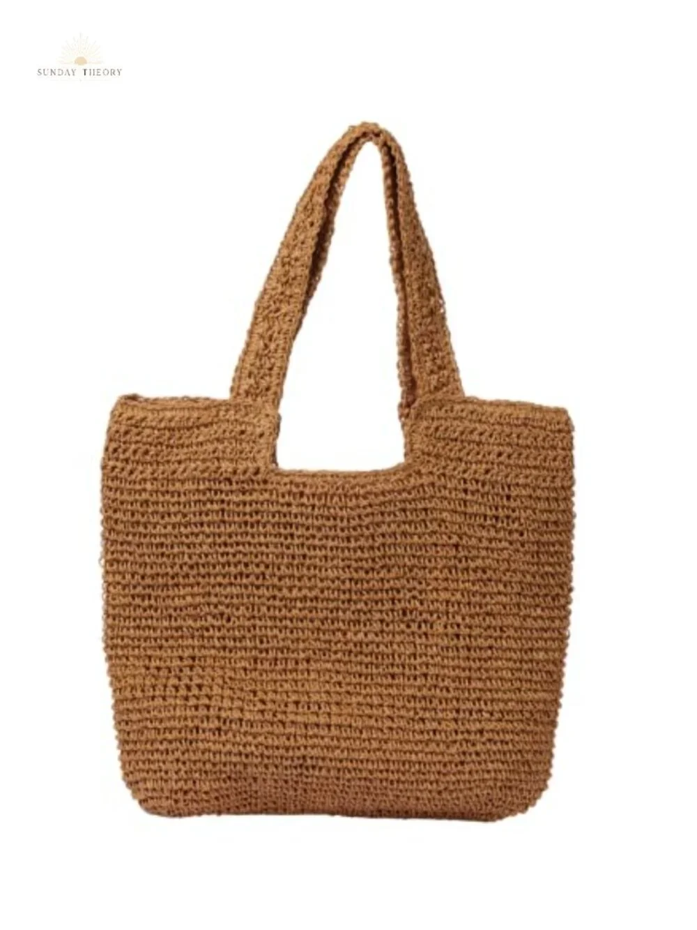 Handwoven Straw Shoulder Bag Summer Beach Tote with Zipper Large Capacity